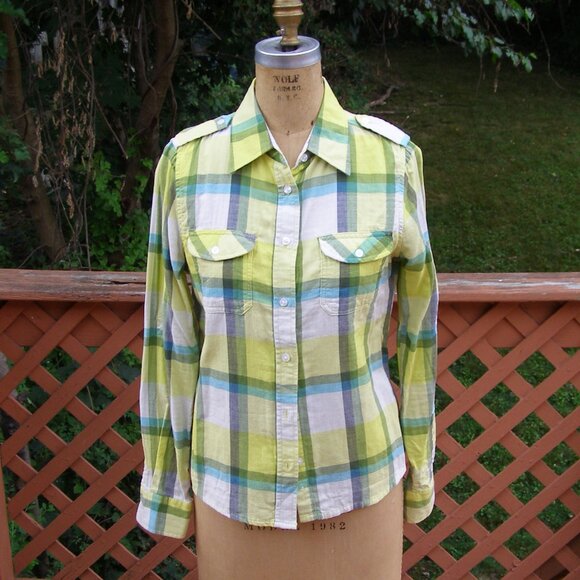 NEW size M 6-8 COASTAL brand Cotton flannel Buttondown shirt - Picture 1 of 9